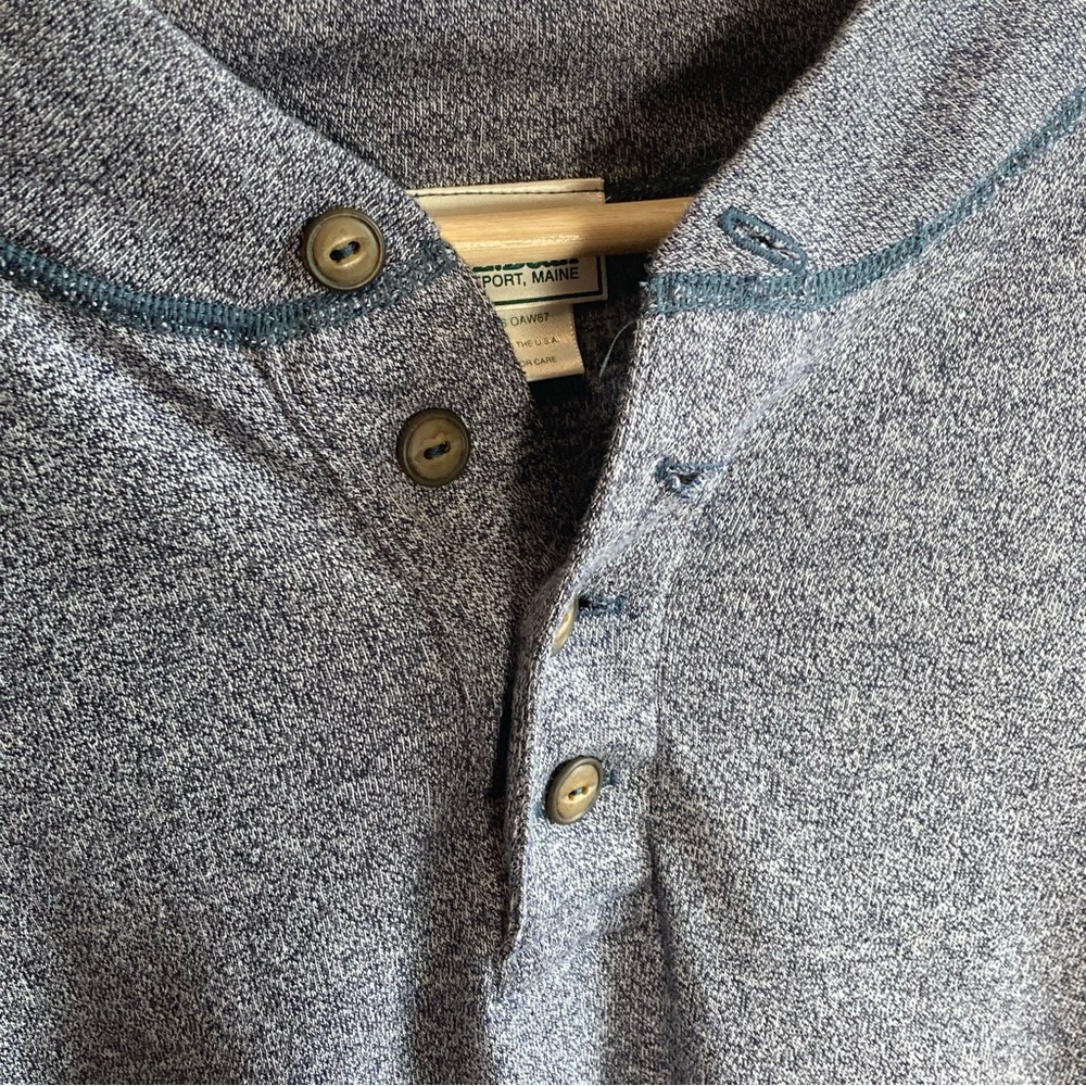 Men's L.L. Bean‎ Henley Long Sleeve Gray Stretch Soft Shirt Button XLT XL Tall - Picture 3 of 8